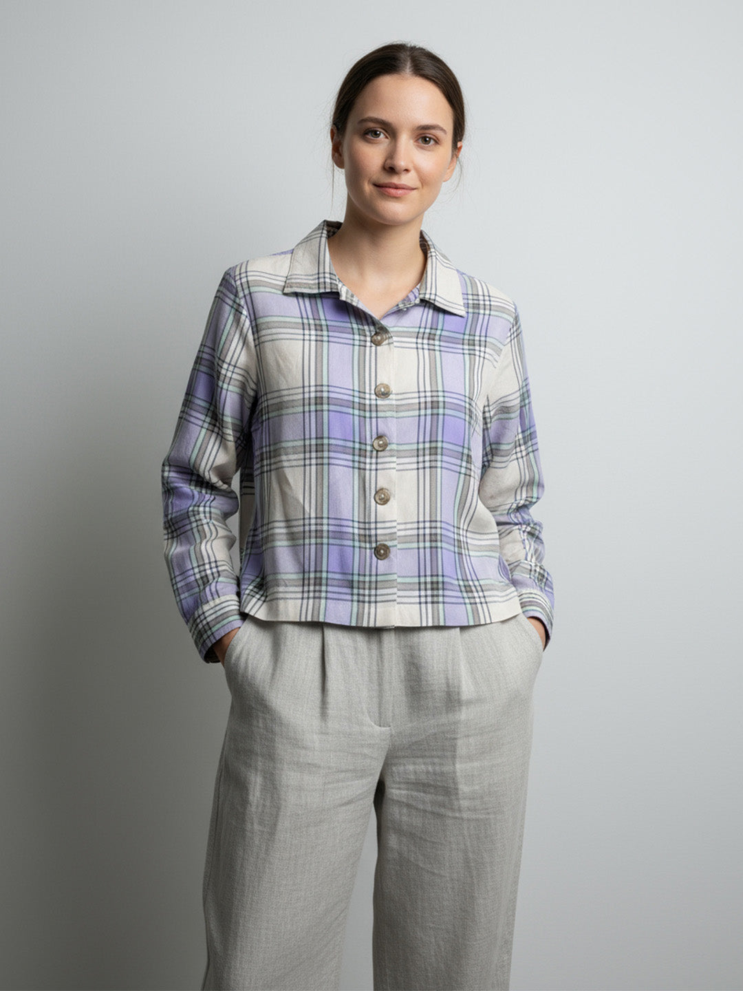 Short Rayon Check top