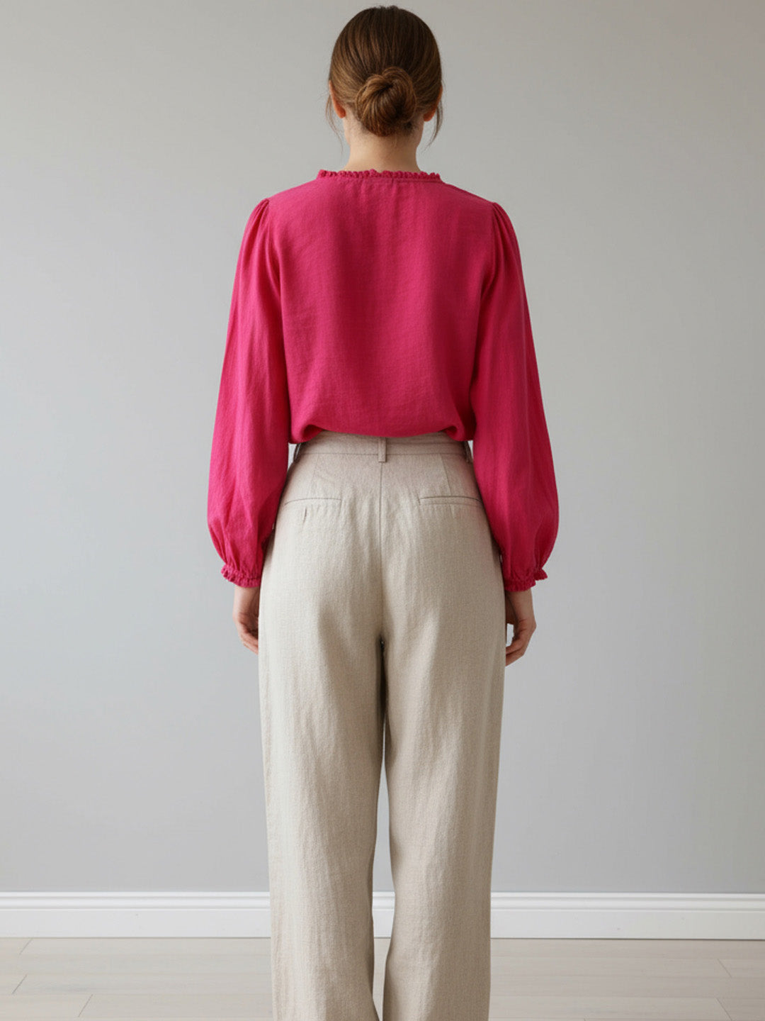 Pleat Details Embroidered Top