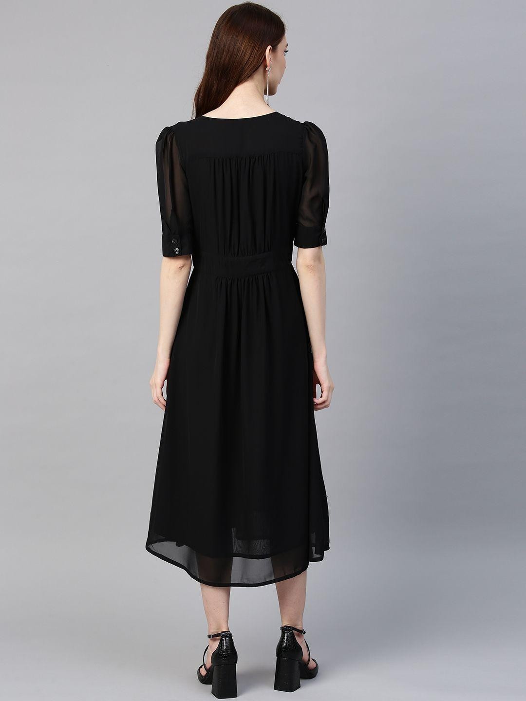 Scoup Black Embellished Midi Dress