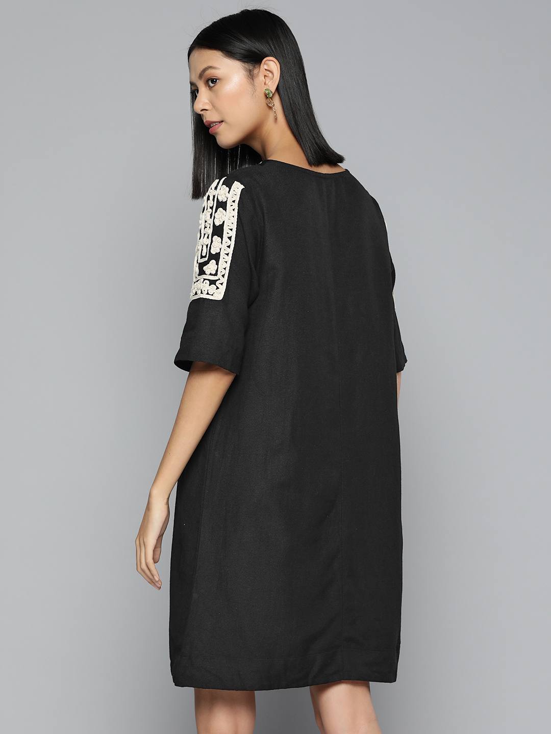 Scoup Floral Embroidered A-Line Dress