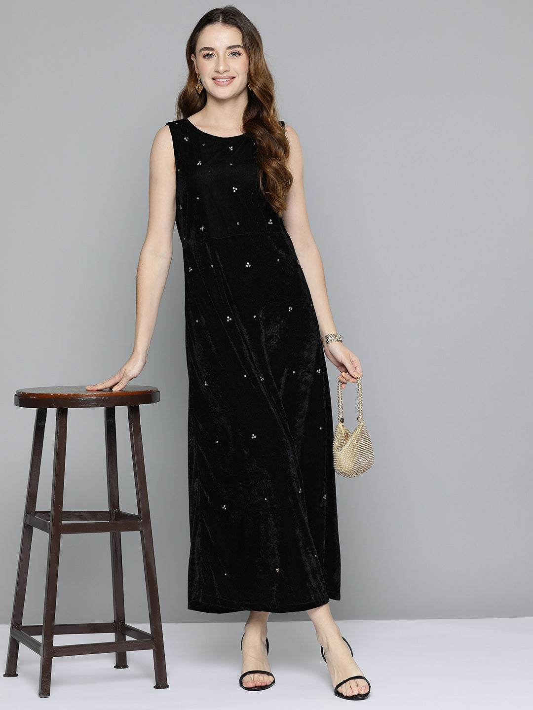 Black Embellished Maxi Dress