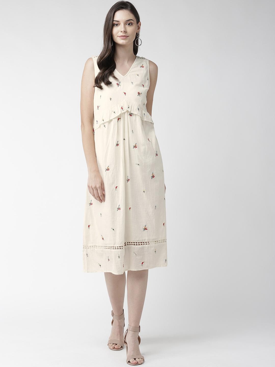 Scoup Cotton Sleeveless Embroidered Dress