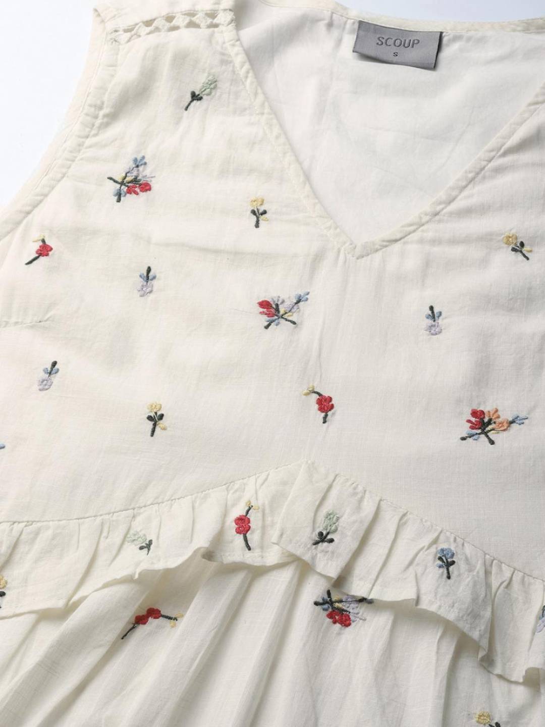 Scoup Cotton Sleeveless Embroidered Dress