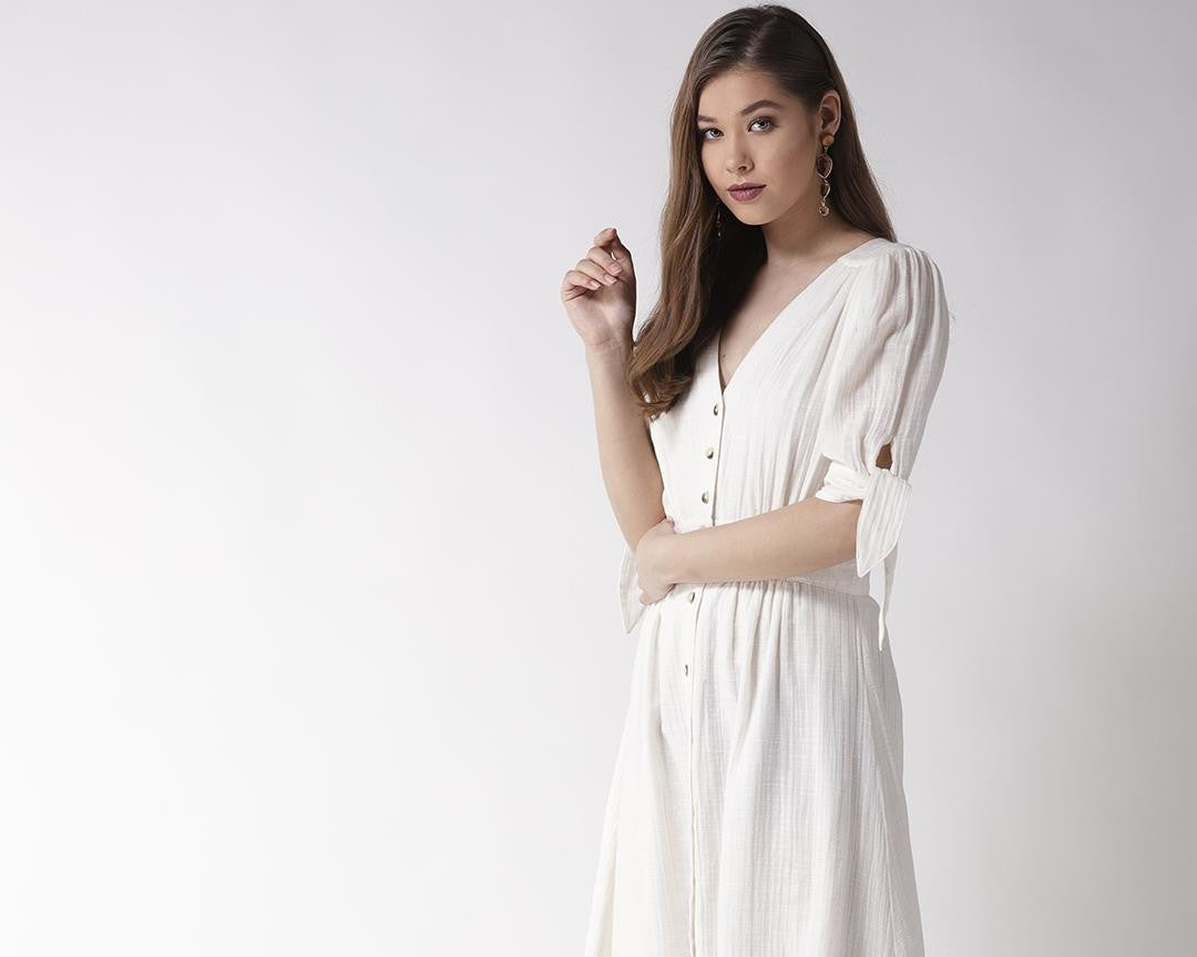 Scoup Off White Cotton Long Dress
