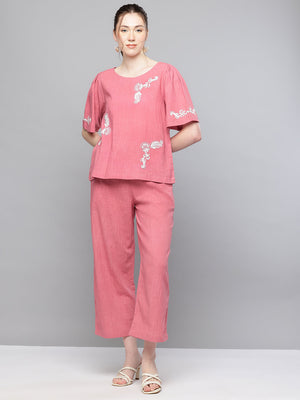 Cotton embroidered cordset