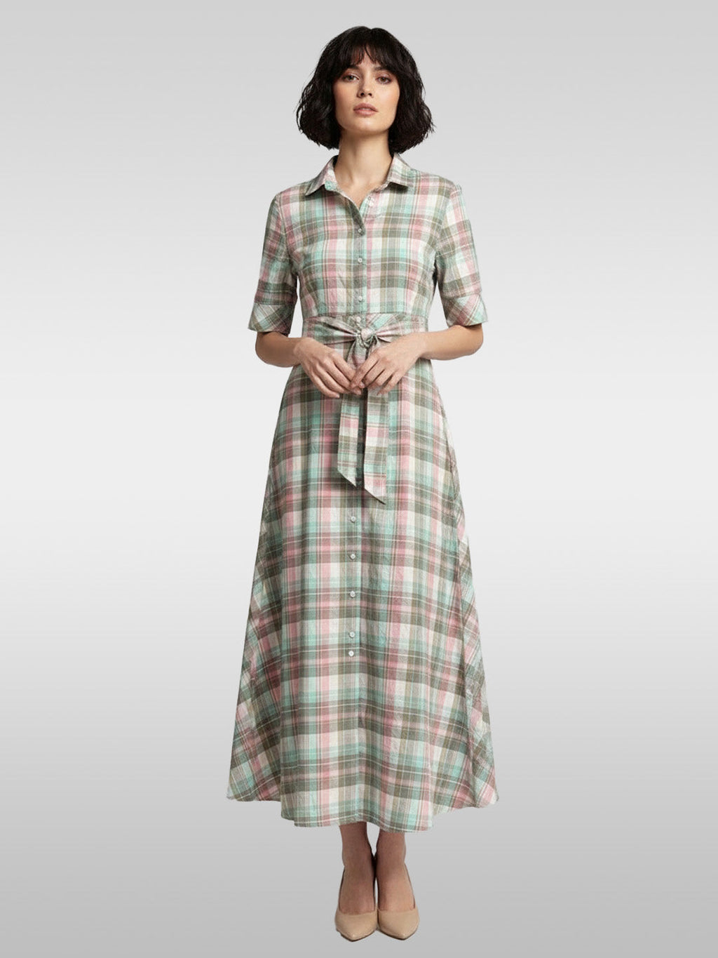 Cotton Check Shirt Dress