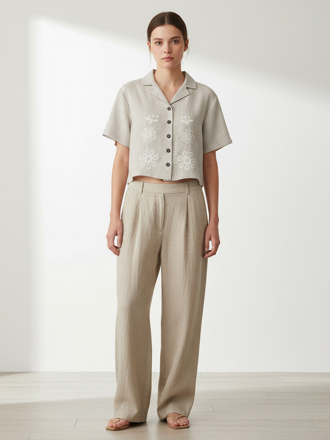 Embroidered Stripe Top