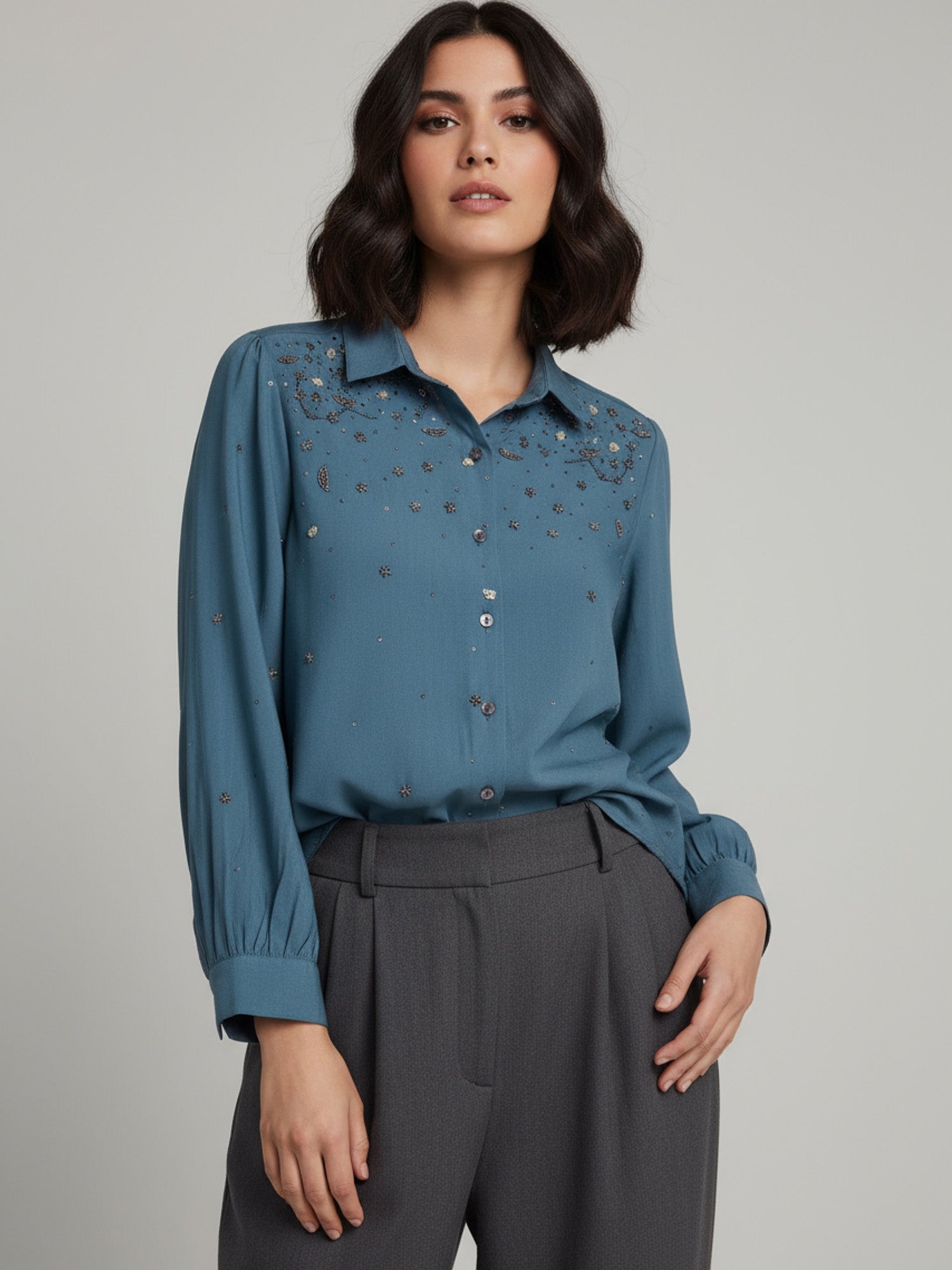 Hand Embellished Rayon Shirt