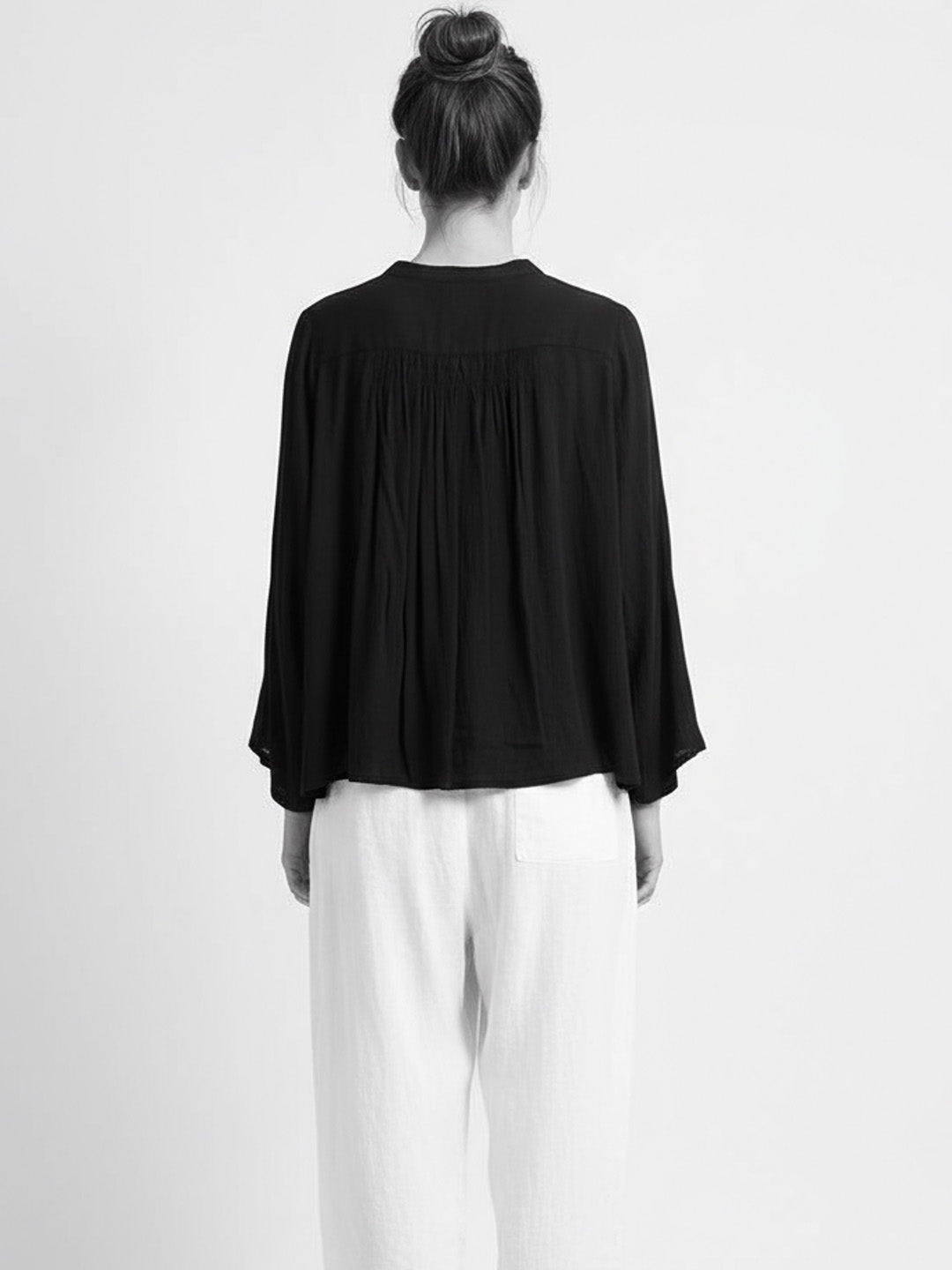 Black Embroidered Loose Fit Top