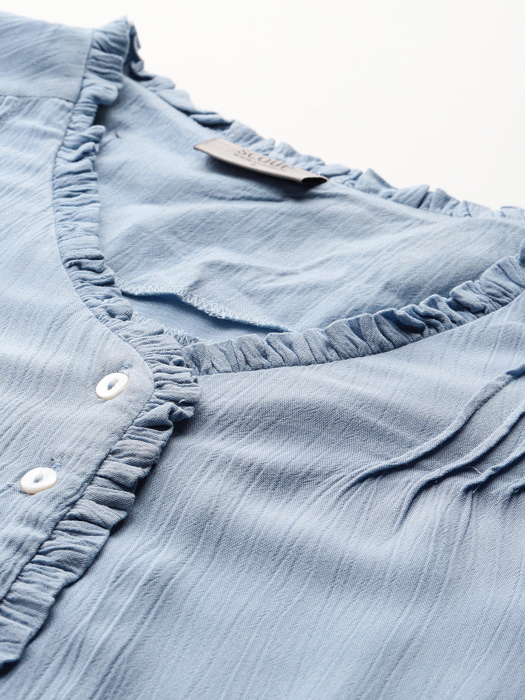 Pintuck details sky blue top