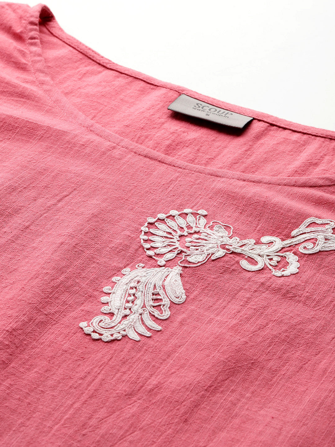 Rust Dori embroidered cotton top