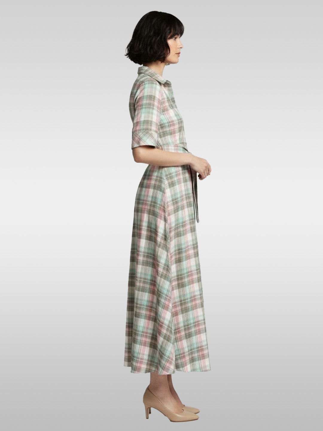 Cotton Check Shirt Dress