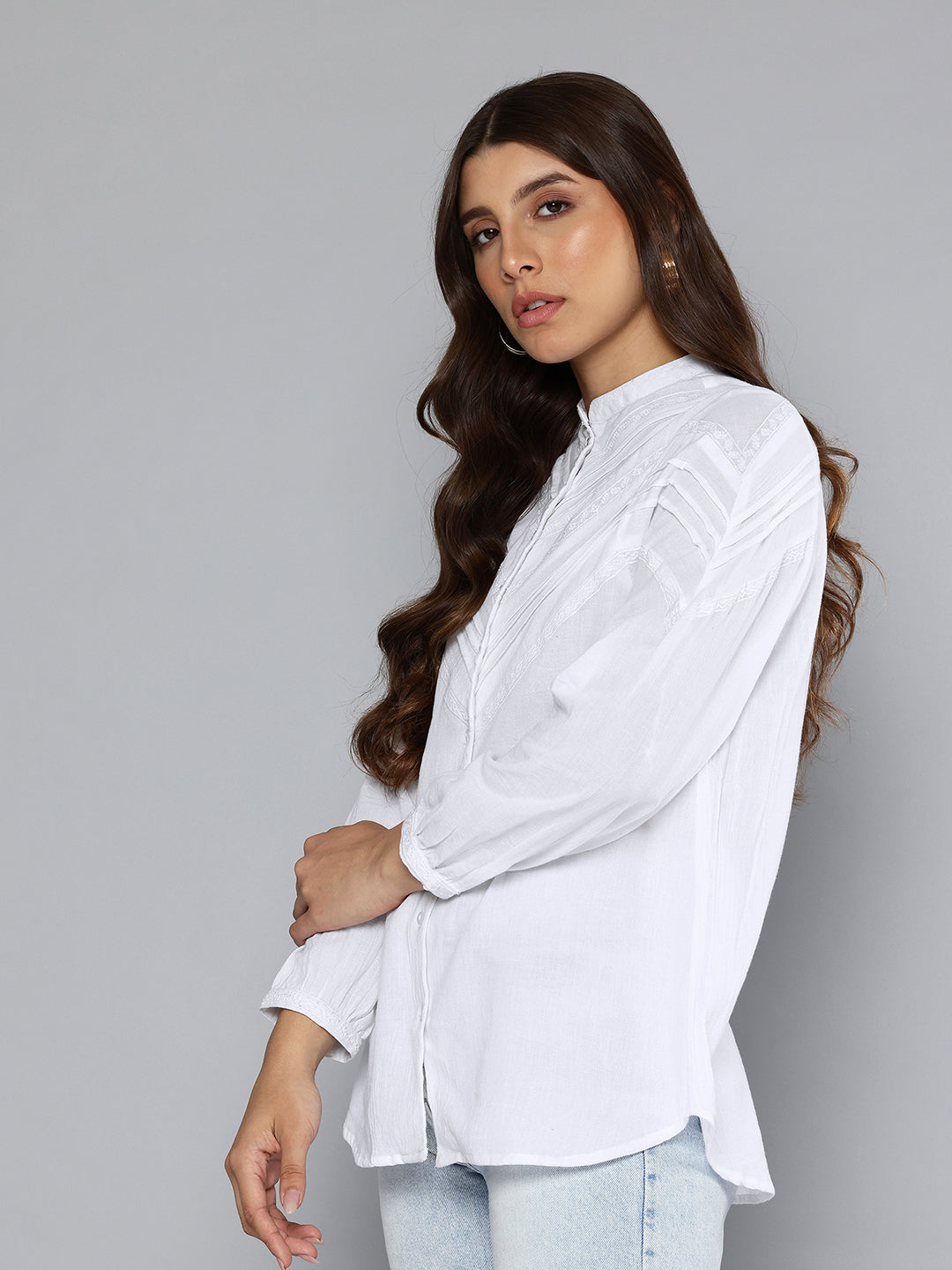 Embroidered cotton white top