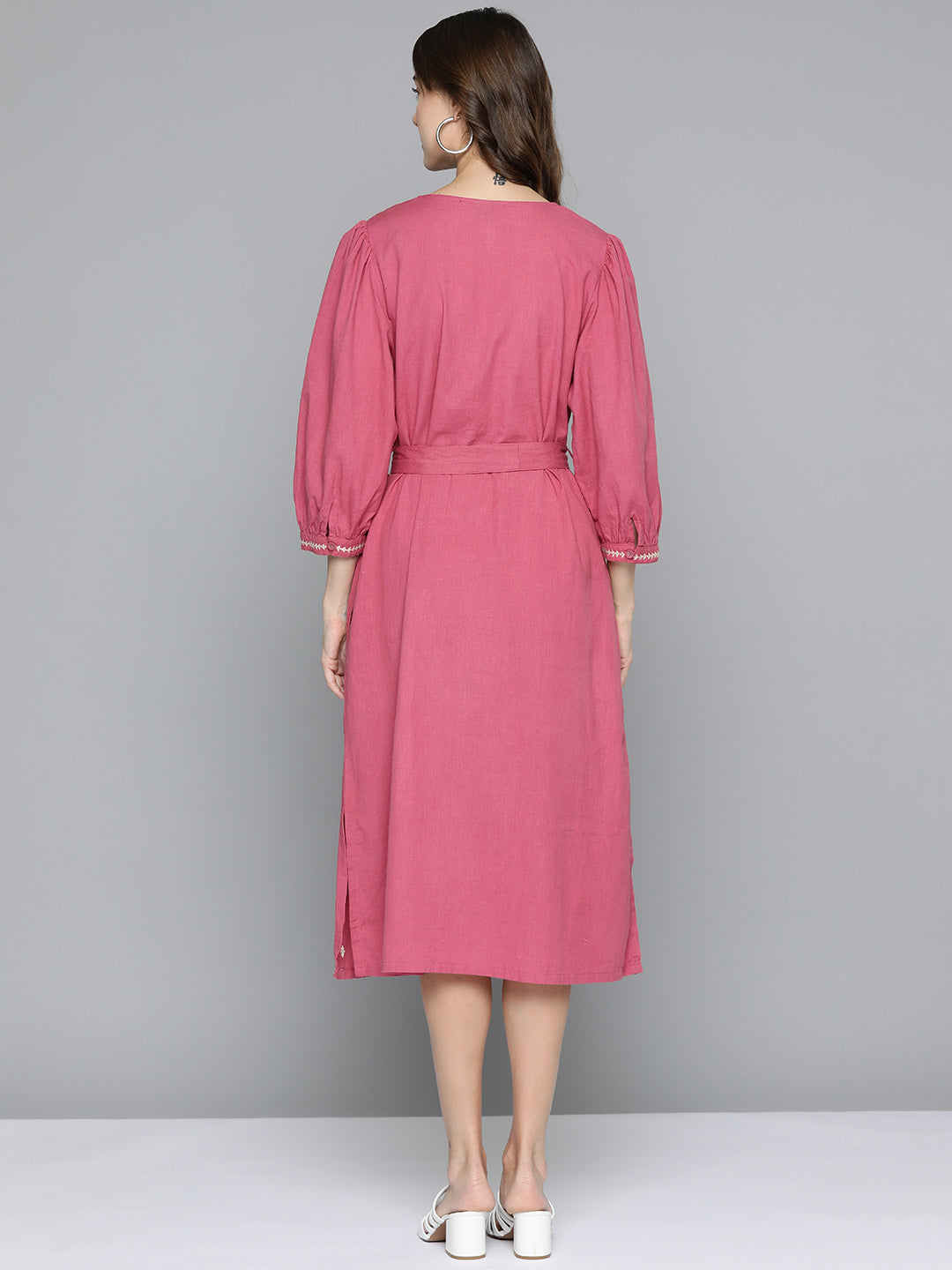 Scoup Raspberry Red Maxi Embroidered Dress