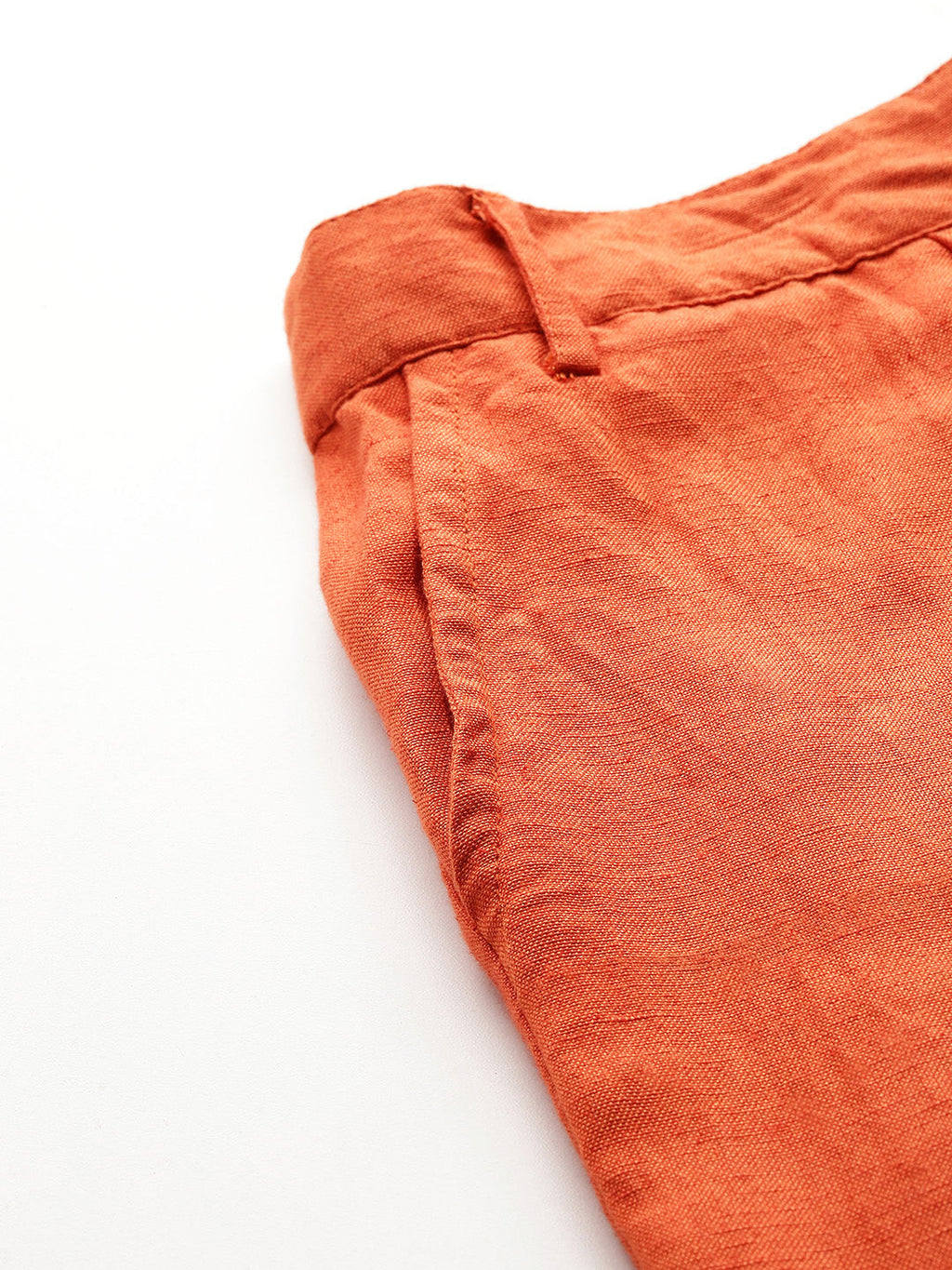 Straight fit pleated orange trousers