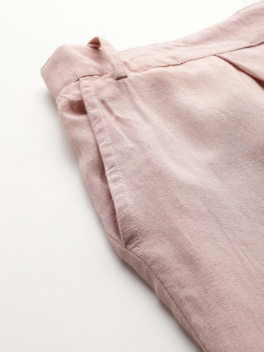 Straight fit pleated dusty pink trousers