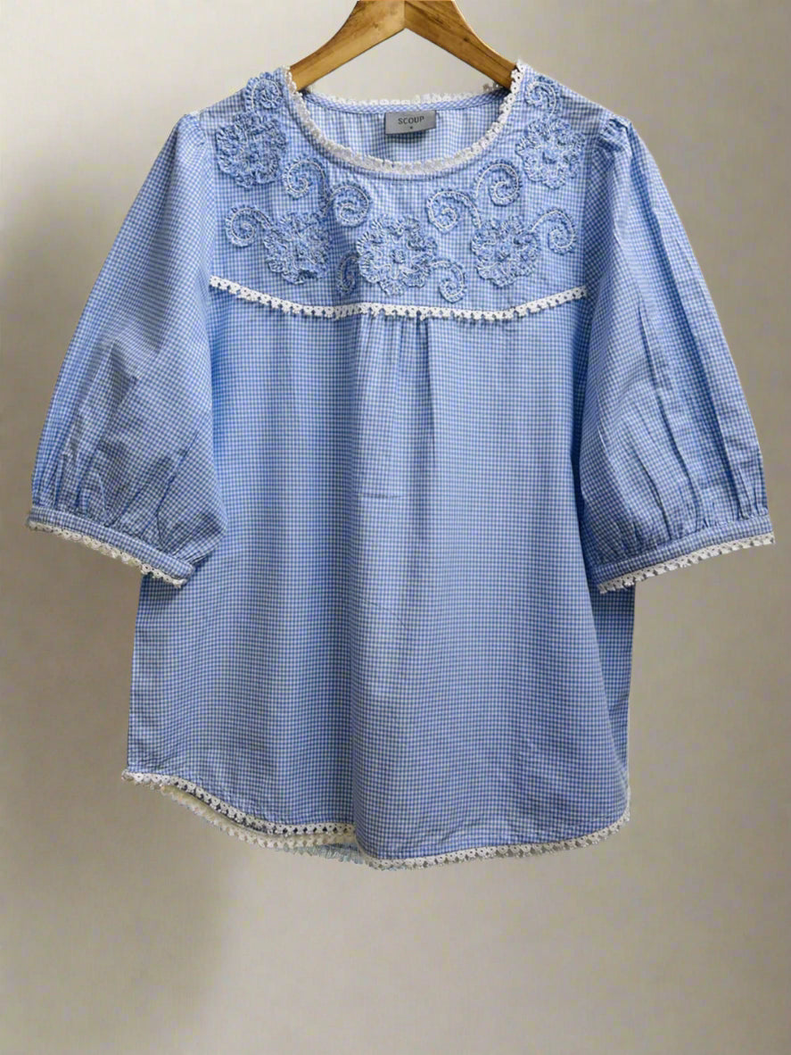scoup cotton check top