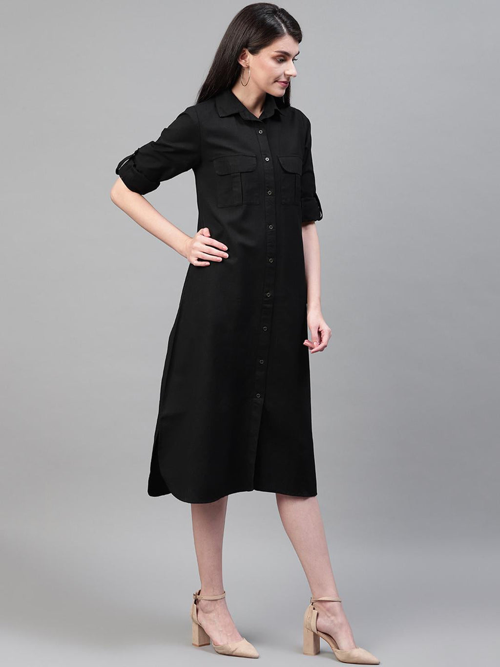 Scoup Black Shirt Dress