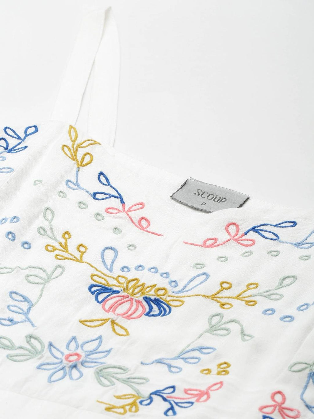 White Strappy Embroidered Dress for Women | Elegant & Chic Style