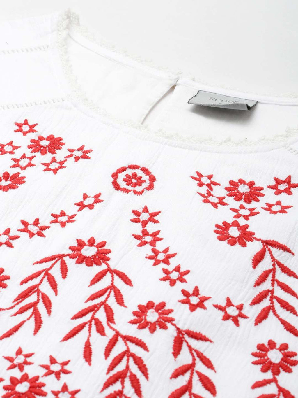 Scoup White Embroidered Shift Dress