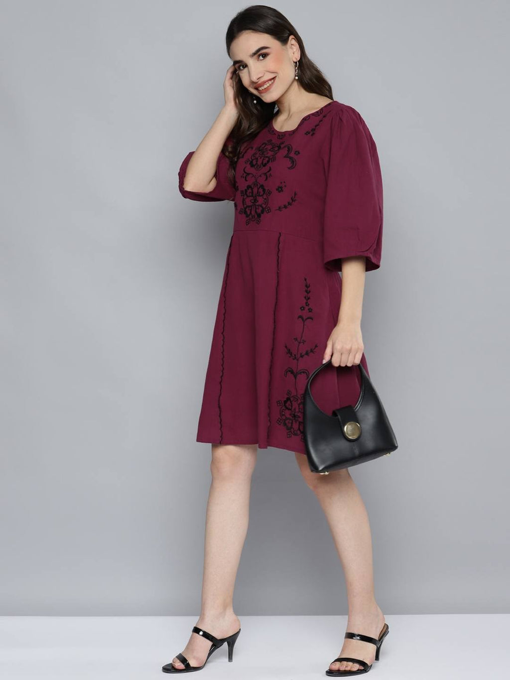 Scoup Mulberry Embroidered Cotton Linen Dress