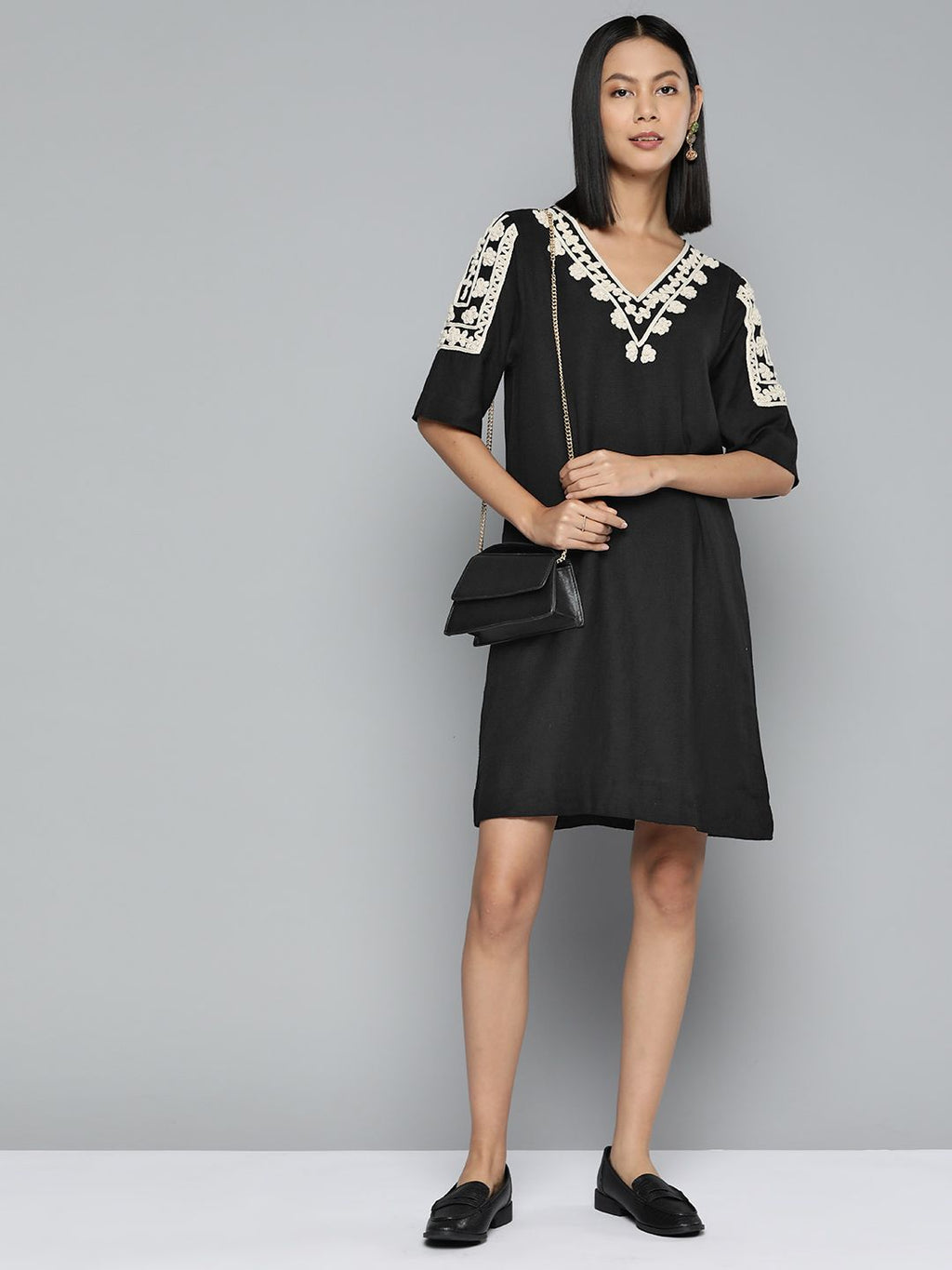 Scoup Floral Embroidered A-Line Dress