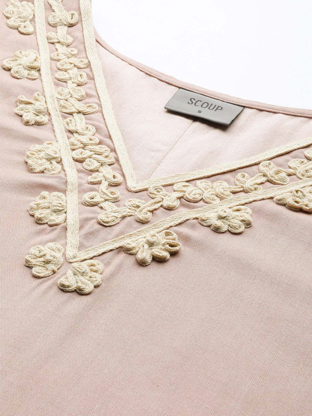Scoup Thread work dusty pink dress
