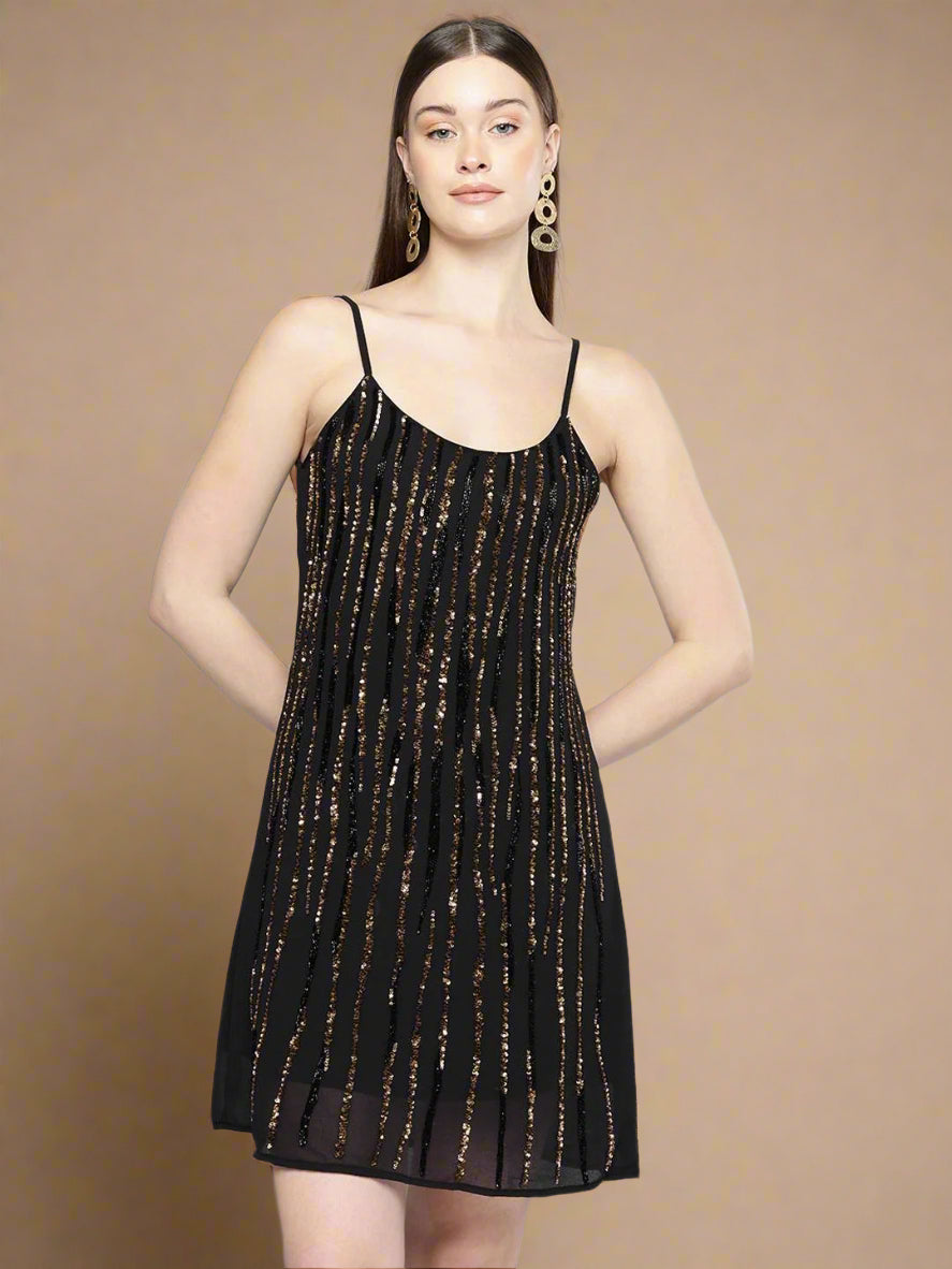 Scoup Hand Embellished A-Line Mini Dress