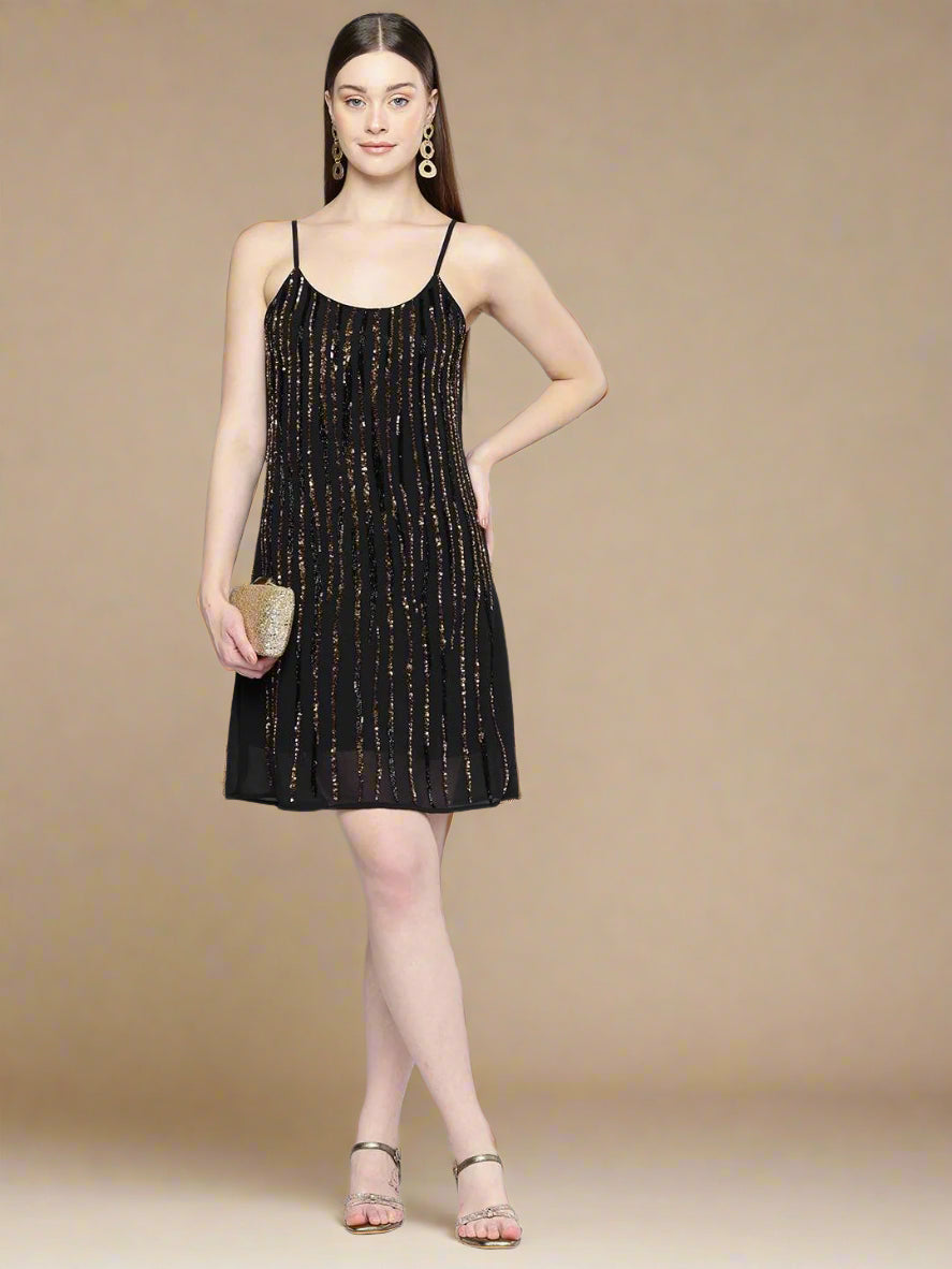 Scoup Hand Embellished A-Line Mini Dress