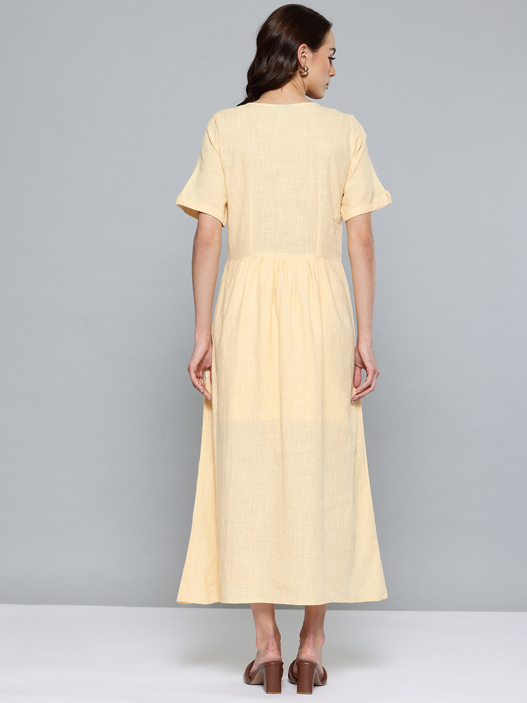 Yellow cotton long dress