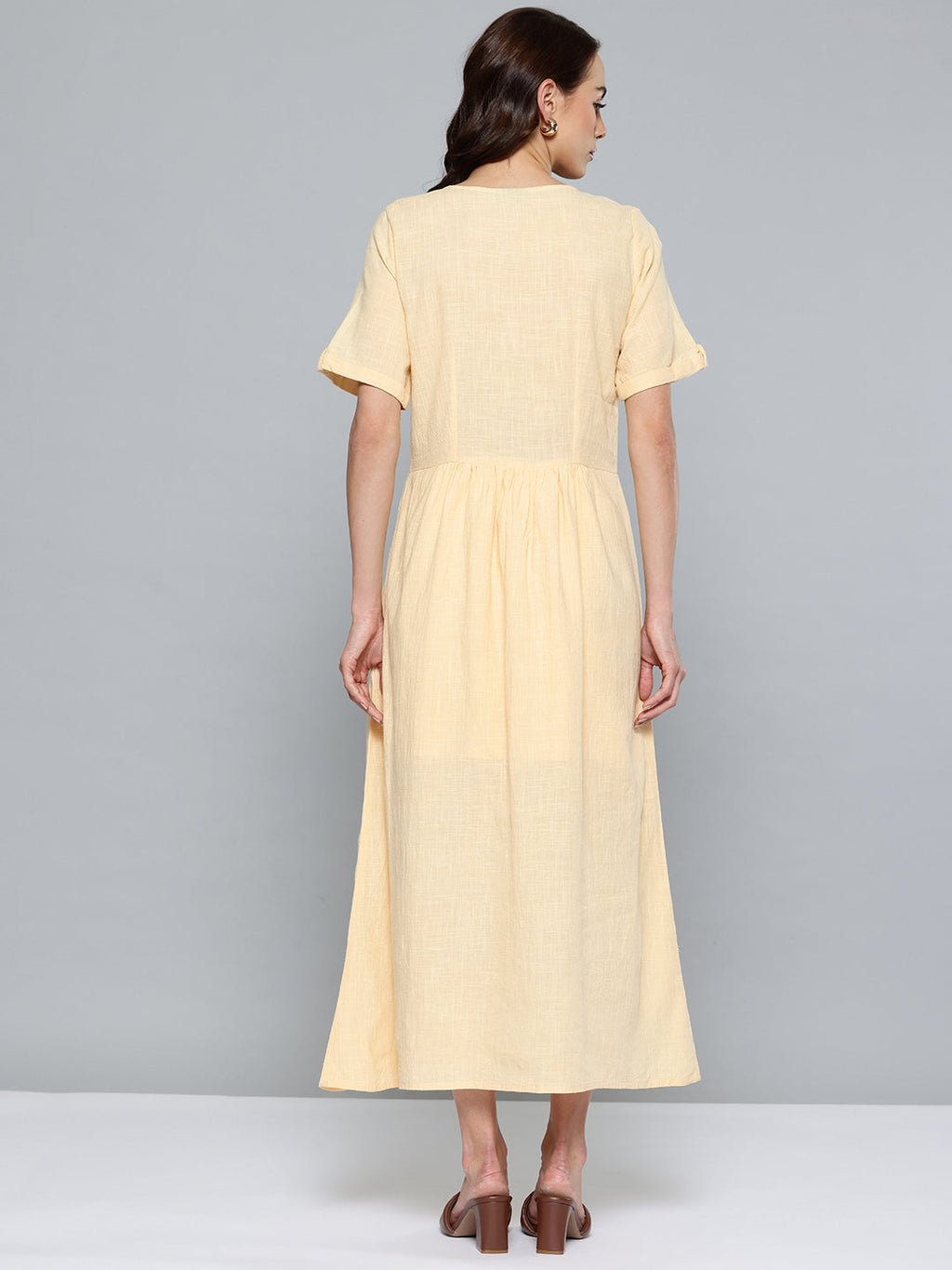 Yellow cotton long dress