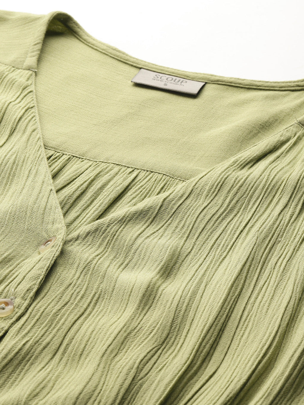 Pintuck details green long dress