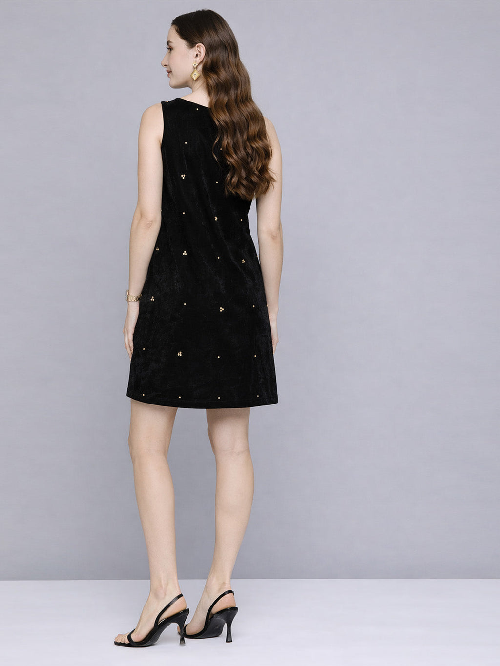 scoup-black-embellished-velvet-short-dress