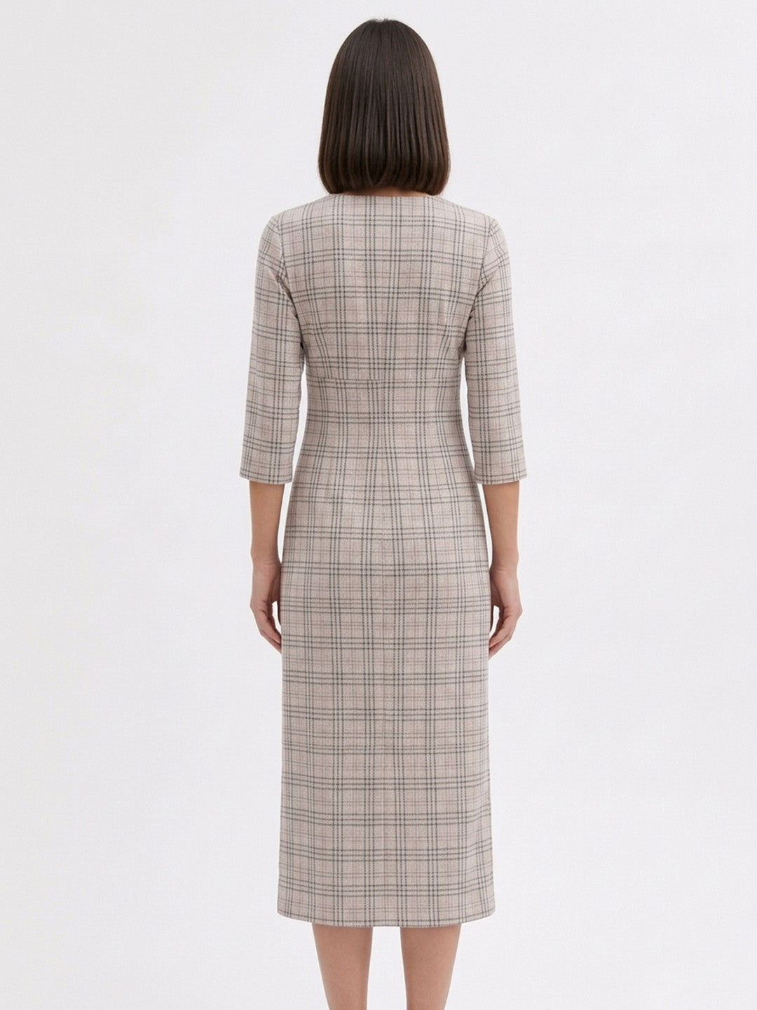Cotton Check Long Dress