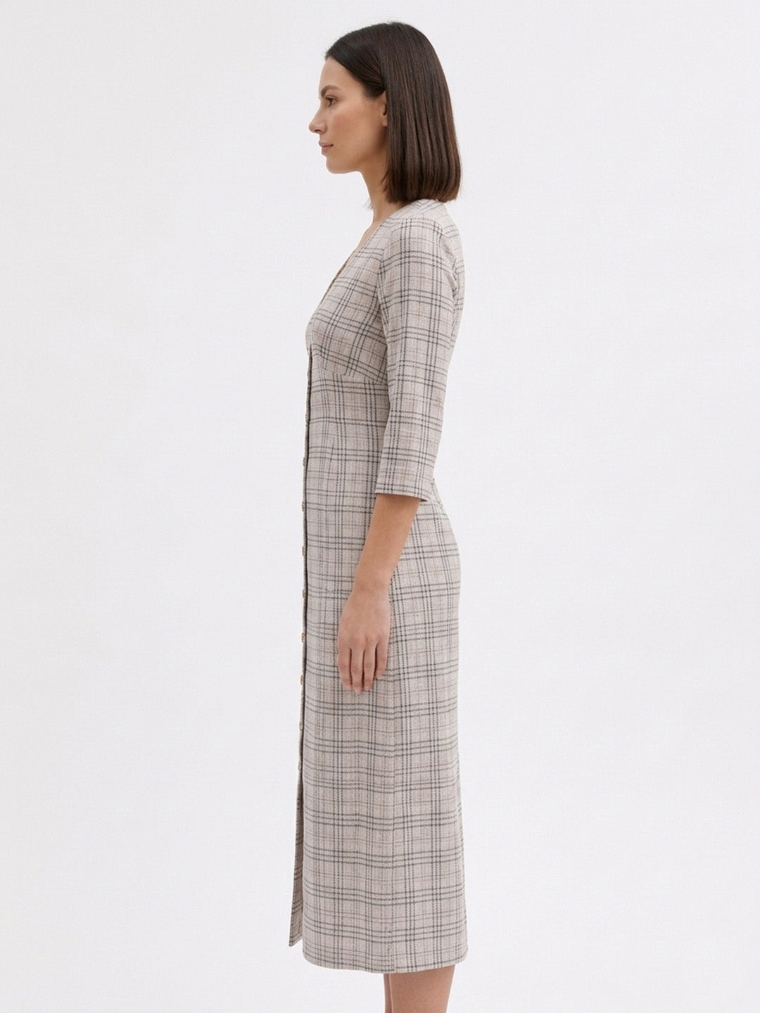 Cotton Check Long Dress