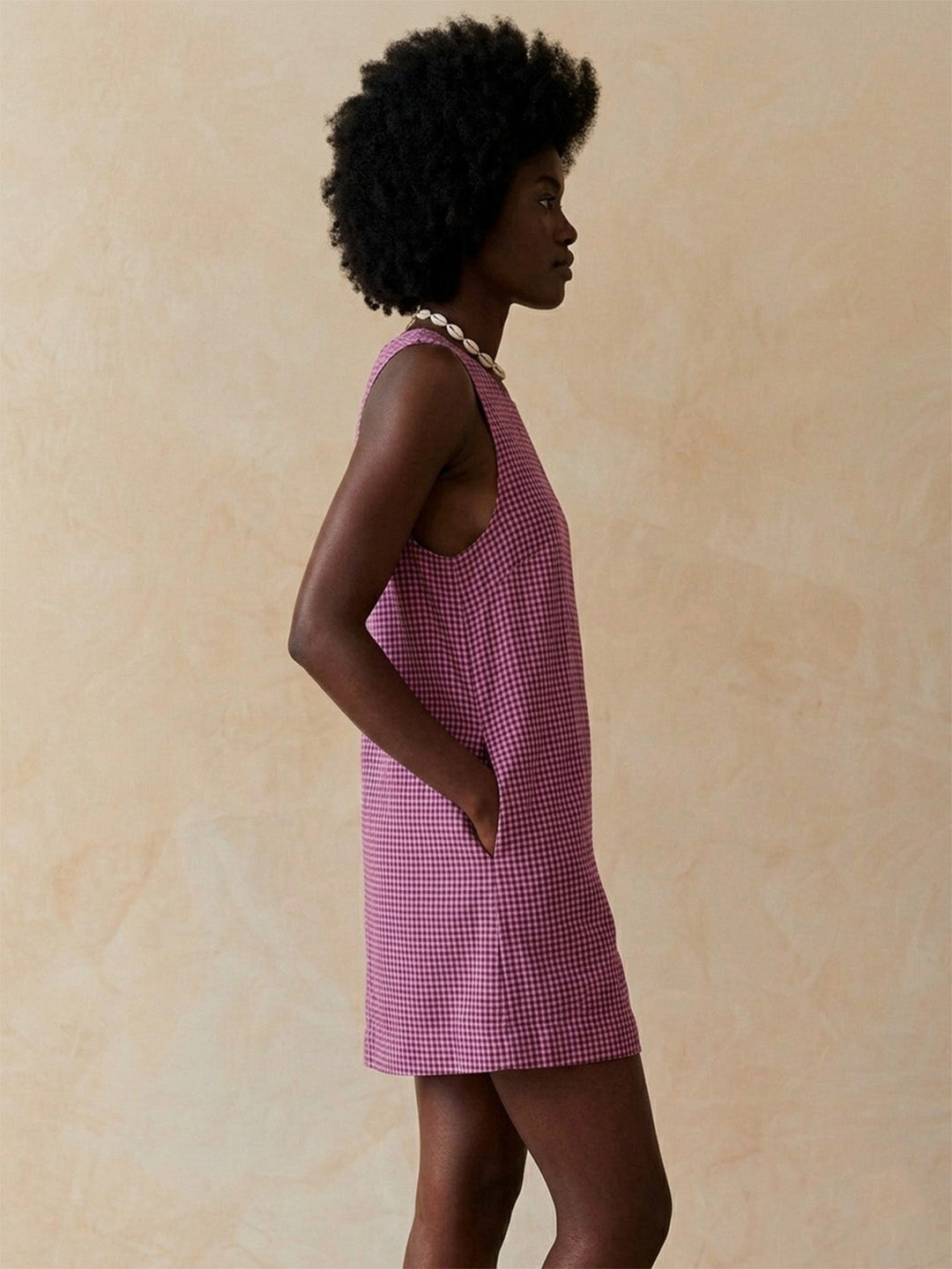 Sleeveless Cotton Check Dress