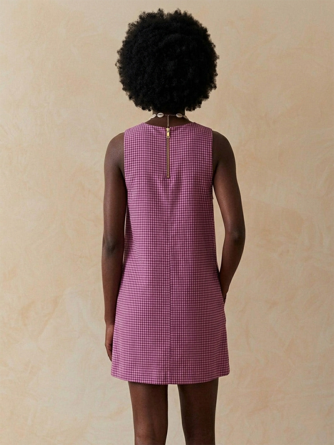 Sleeveless Cotton Check Dress