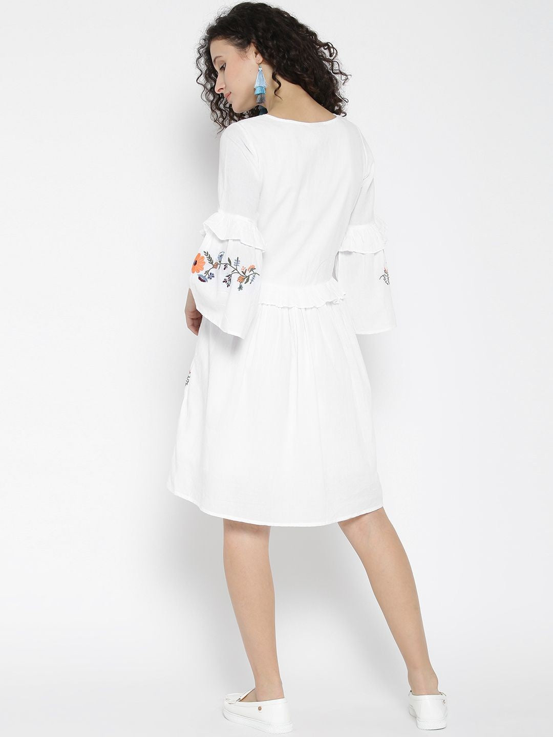 Scoup White Emboidered Dress
