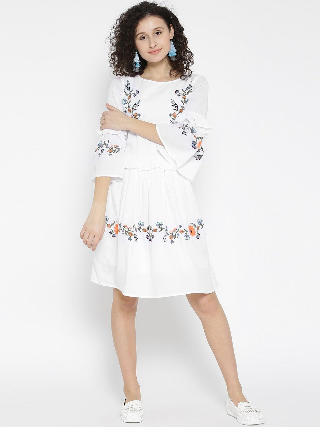 Scoup White Emboidered Dress