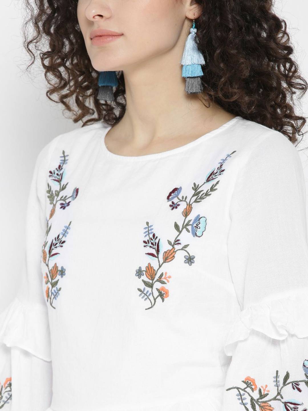 Scoup White Emboidered Dress