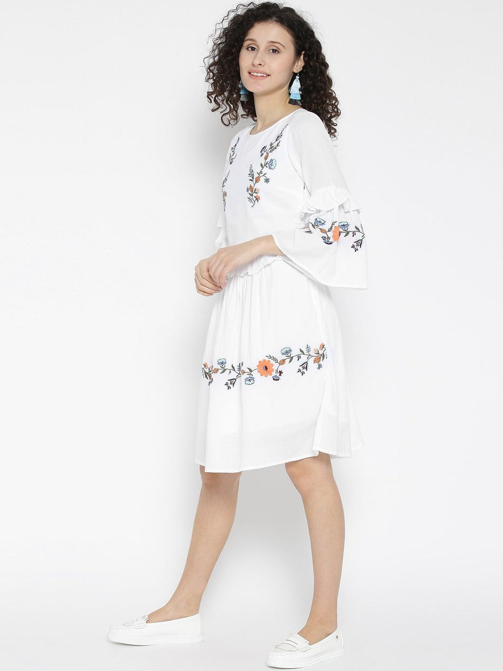 Scoup White Emboidered Dress