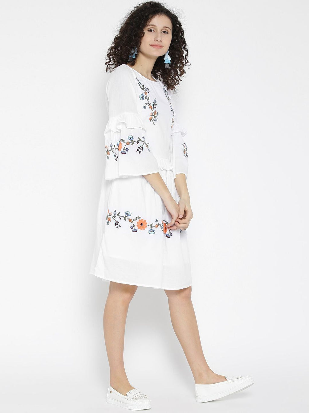 Scoup White Emboidered Dress