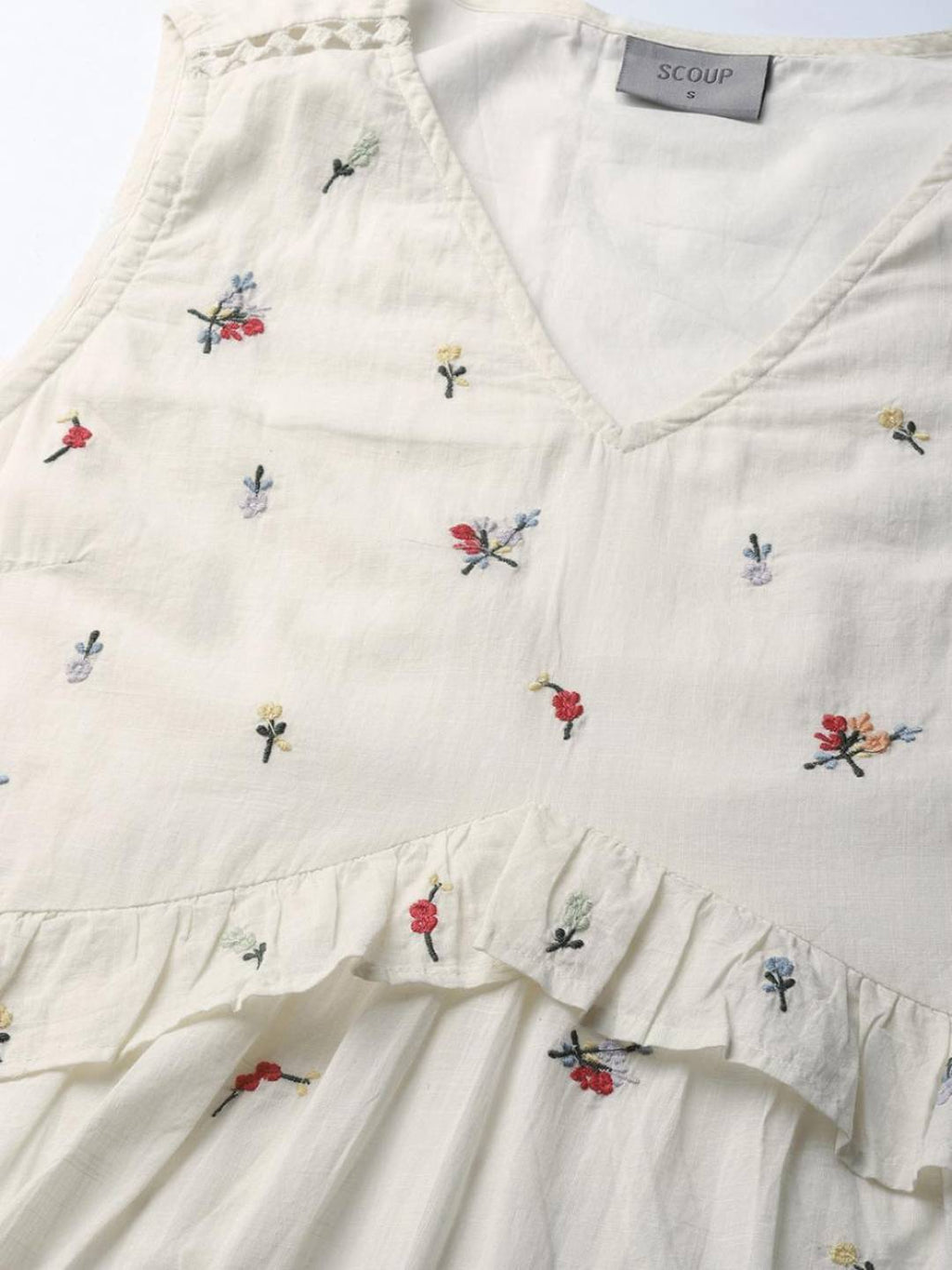 Scoup Cotton Sleeveless Embroidered Dress