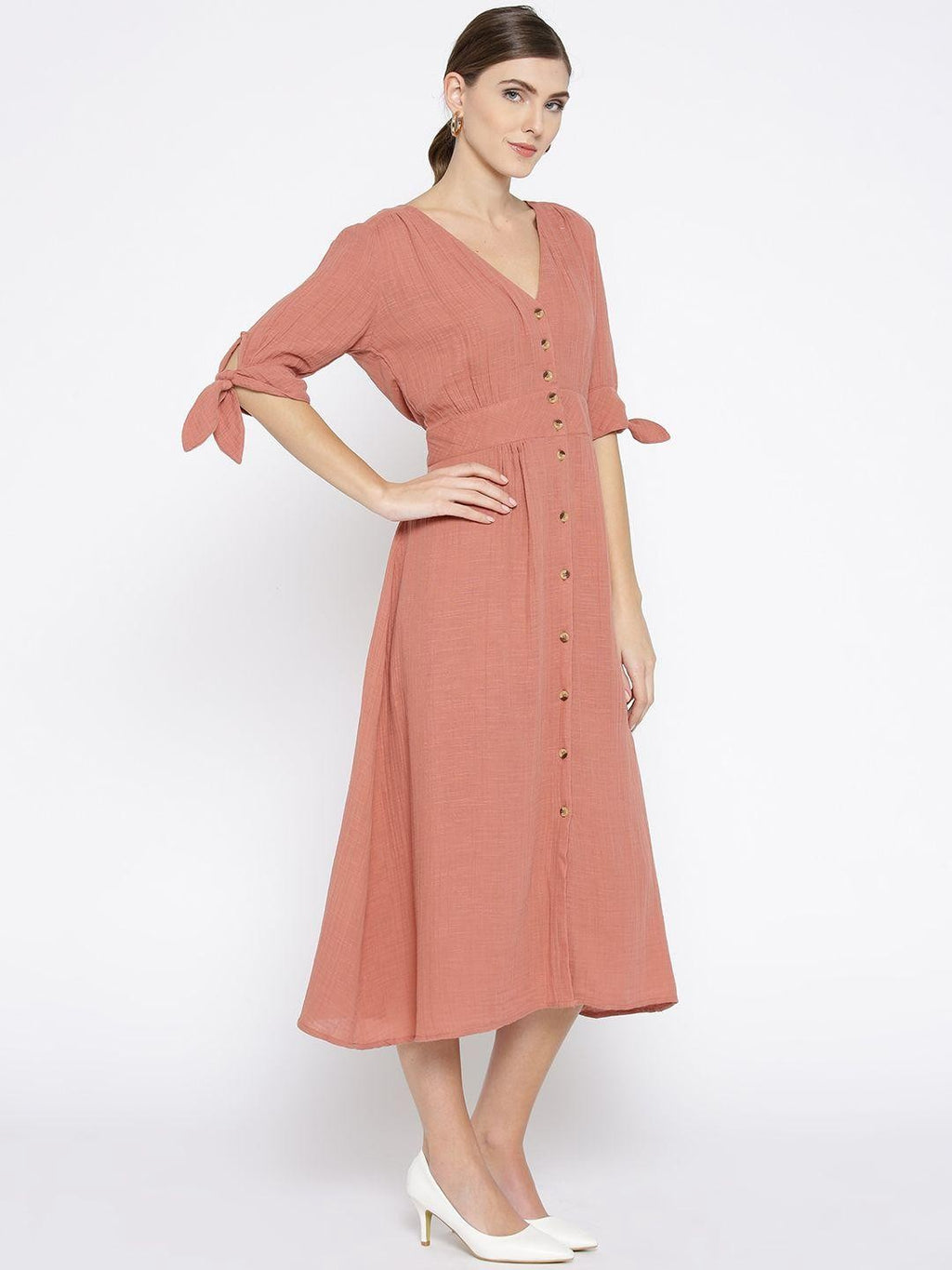 Scoup Pink Solid A-Line Dress