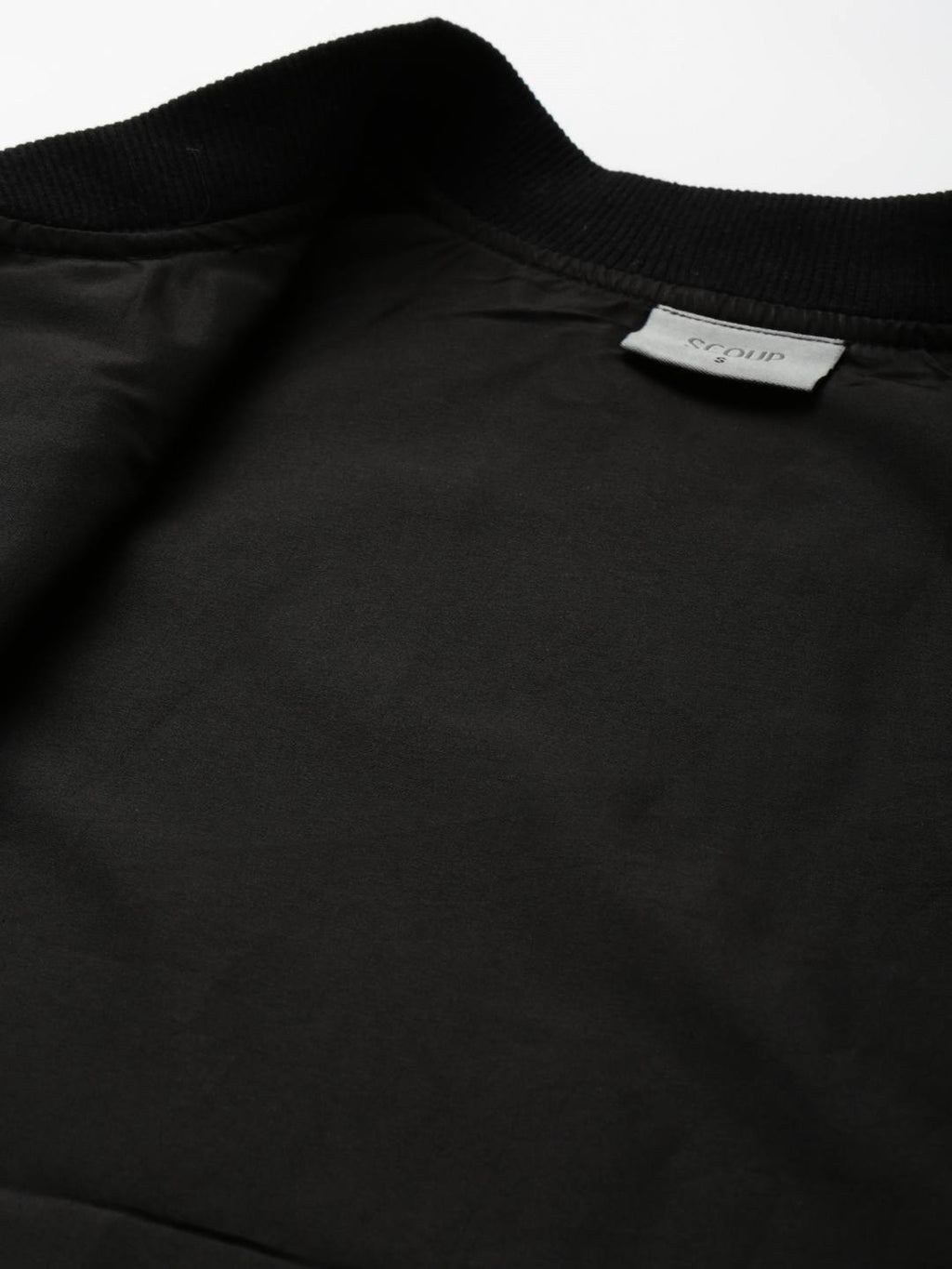 Black Embroidered Bomber Jacket