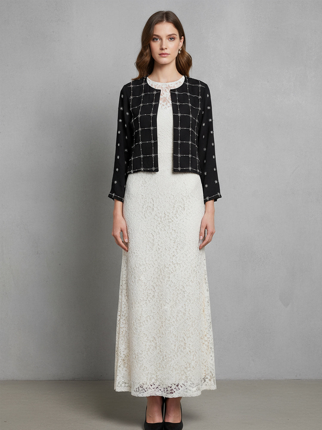 Hand embellished front open cover-up