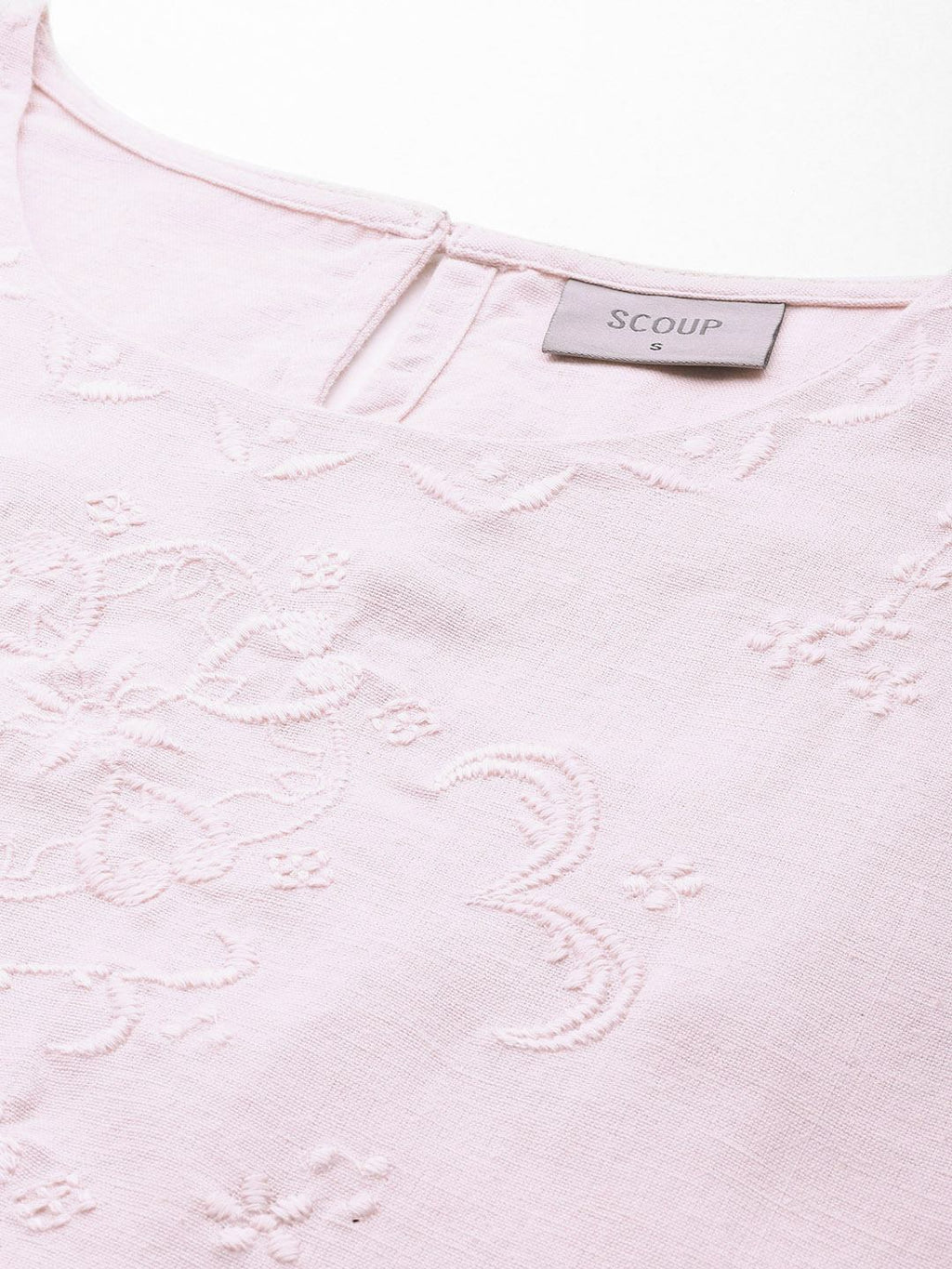 Scoup embroidered-pink-top-with-pleat-detail-on-sleeves