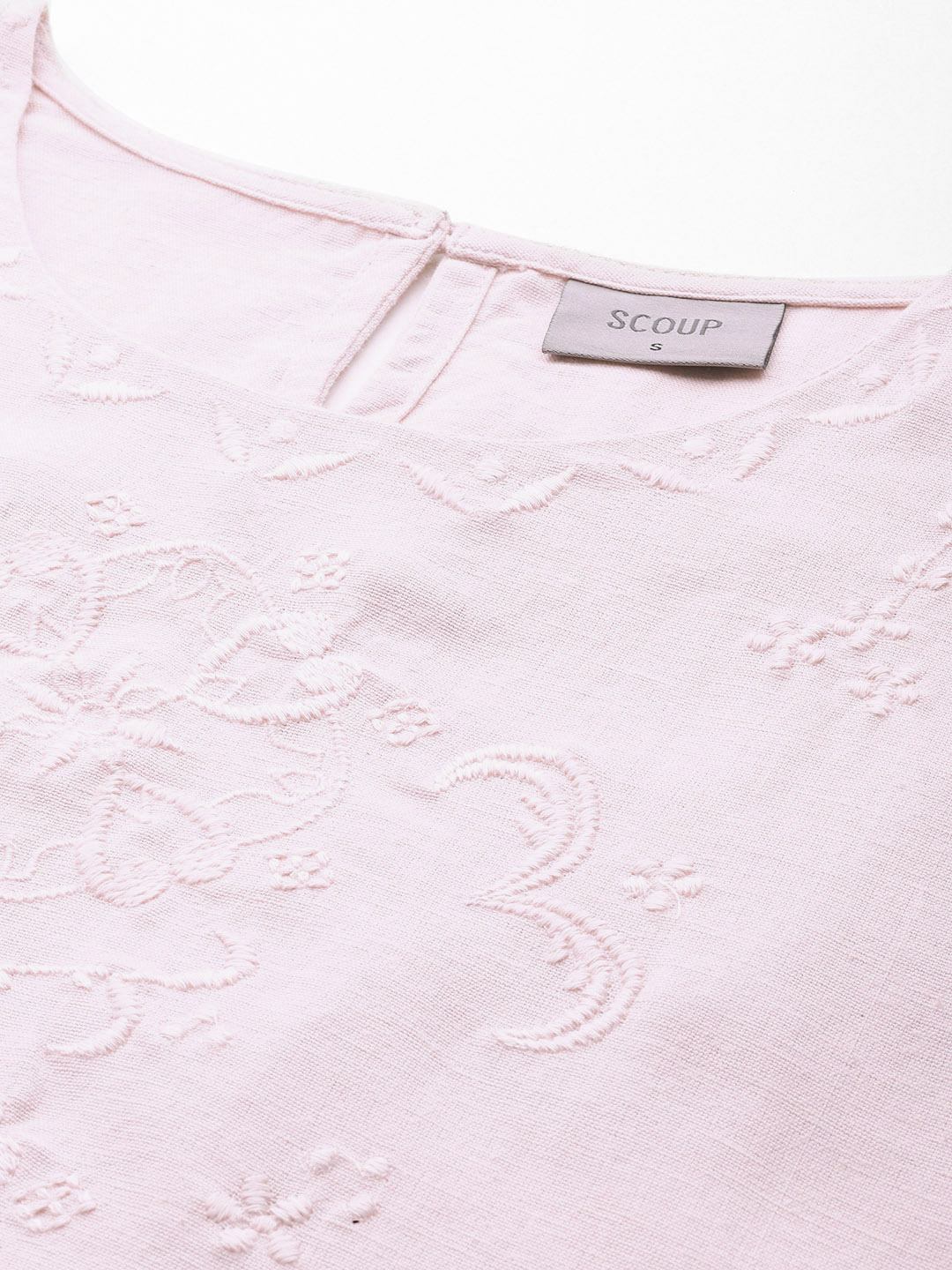 Scoup embroidered-pink-top-with-pleat-detail-on-sleeves