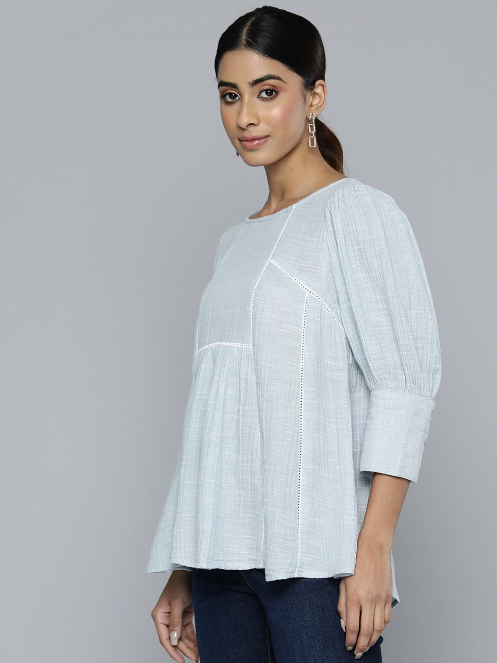 Scoup lace-detailed-a-line-top-in-light-blue-cotton-slub
