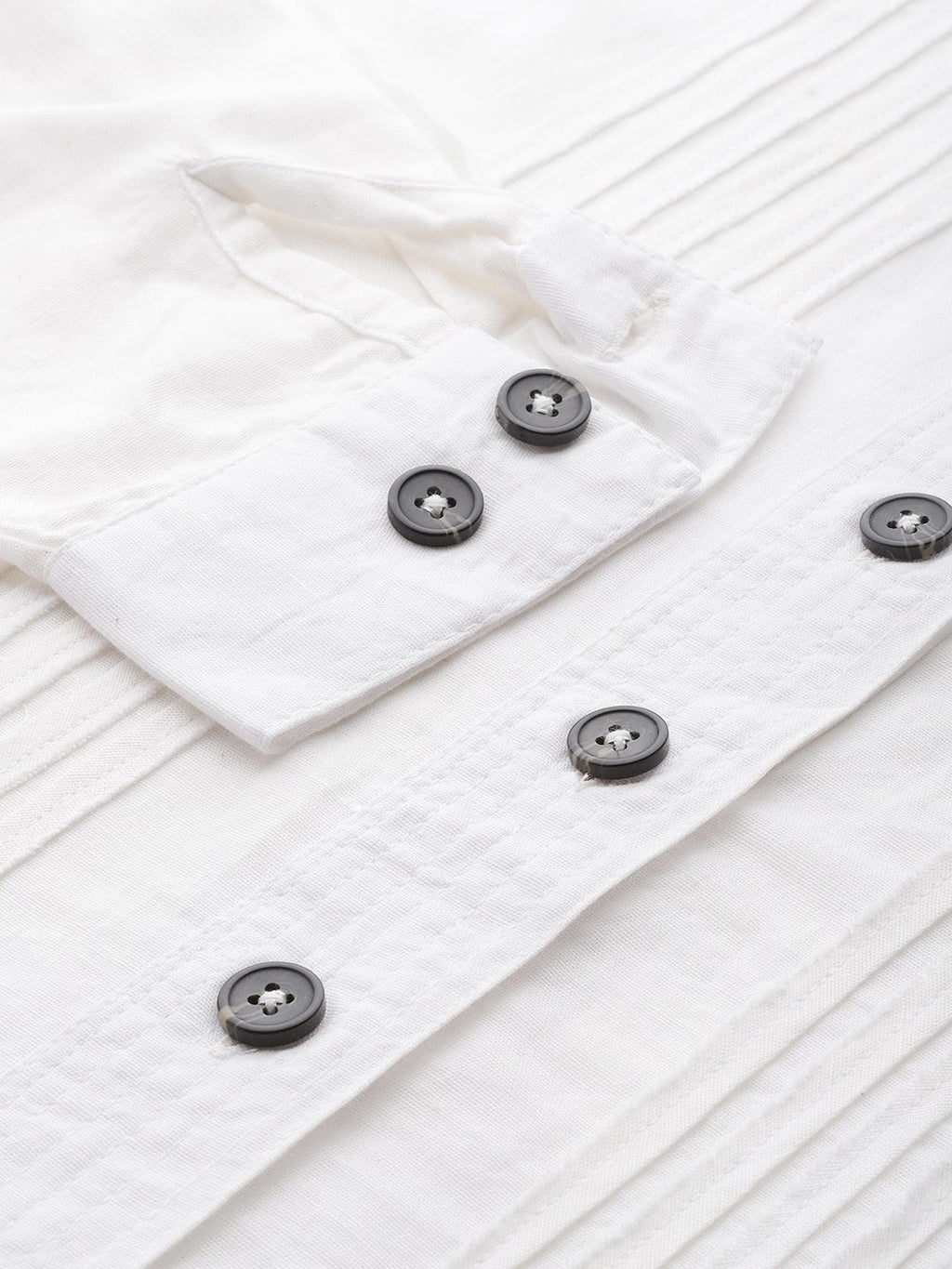 Scoup white-linen-shirt-with-raw-edge-patched-pleat-detail